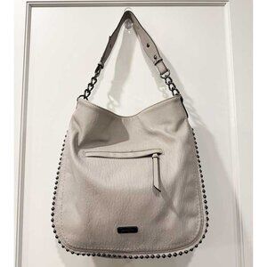 Jessica Simpson Large Gunmetal Gray Leather Shoulder Tote Bag